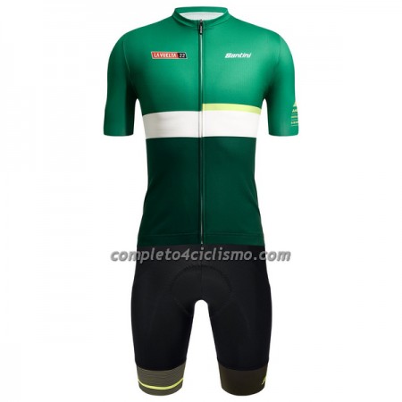 Completo Maglia + Pantaloncino con bretelle 2022 LA Vuelta Manica Corta Sierra Nevada Verde Bianco